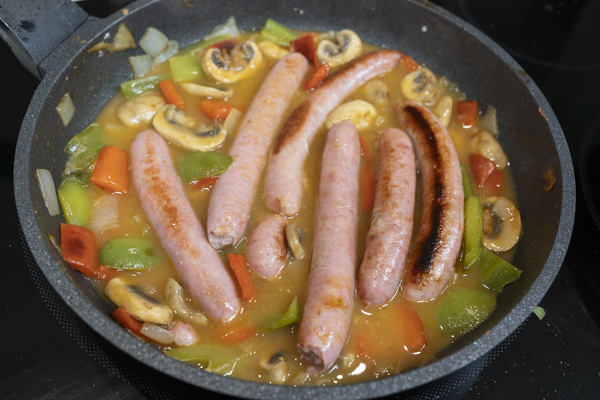 receta de salchichas con verduras